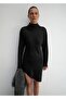 Asymmetrical Satin Dress with Asymmetrical Hem - 2