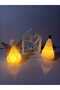 Christmas Ornament Led Pine Tree House and Angel Decoration Set 10-12-14 cm 2 Pcs Led Is Included - 2