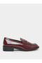 Burgundy Patent Loafers with Buckle Detail