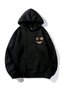 Streetwear Style Smiley Face Printed Women'S/Men's Unisex Oversize Hooded 3-Thread Black Sweatshirt - 2