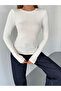 Women's Crew Neck Long Sleeve Fingerless Stretchy Bodysuit T-Shirt - 4