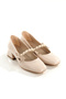 Square Toe, Closed Toe, Pearl Accessories, 4cm Thick Heel, New Season Women's Shoes - 2