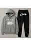 Hooded Crtz Printed Oversize Women'S/Men's Unisex Winter 3 Thread Tracksuit Set