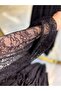 Daliya-Extra Narrow Fit Lace Balloon Sleeve Corset Front Slit Evening Dress Black - 3