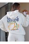 Limon Cello Hooded Sweatshirt - White Printed Oversize
