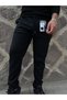 Men's Black Pique Jogger Anti-Pilling Pants Elastic Waist Old School Style
