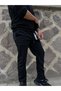 Men's Black Pique Jogger Anti-Pilling Pants Elastic Waist Old School Style - 4