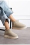 Waterproof Platform Sole Sports Short Women's Boots with Fur Inside Beige - 3