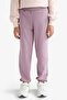 F0389 Burgundy Girls' Jogger Sweatpants with Elastic Waist - 5