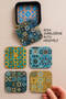 Wooden Coasters, Set of 6 Coasters with Tile Pattern Box Gift