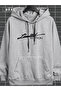 Limited Edition Printed Gray Oversize Hooded Sweatshirt Hoodie - 2
