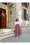 تنورة بالون واسعة منقوشة بالكرز الداكن - 5