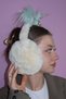 Plush Headphones with Cream and Turquoise Color Hair Detail - 2