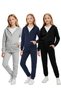3-Piece Zippered Kangaroo Pocket Hooded Girl's Tracksuit Set
