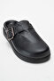Women's Closed-Front Buckle Sabo Casual Slippers Genuine Leather Zy 4000 Black - 4