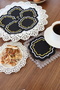 ستور منقوش 3 صفوف من الأكواب السوداء مطرز قطعة، 6 قطع - 2
