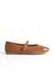 Belle Tan Suede Genuine Leather Women's Ballerinas - 2