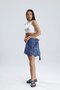 Floral Patterned Side Tie Skirt - Blue - 5