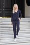 Women's Stretchy Modal Fabric High Waist Pocketed Leg Part Relaxed Fit Skinny Leg Trousers-Navy Blue