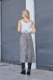 Women's Lycra-Free Satin Fabric High Waist Below Knee Length Long Bell Skirt-Black Leopard - 2