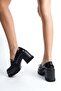 Women's Black Patent Leather 8 cm Heeled Platform Shoes - 3