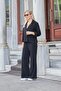 Women's Corded Fabric Velvet Fabric Collar Pocket Flap Long Sleeve Back Pleated Comfortable Cut Jacket-Black - 2
