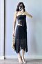 Women's Black Lace Crop Skirt Set 1026-221725