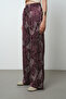 Women's Burgundy Color Polka Dot Patterned Wide Leg Elastic Waist Trousers - 2