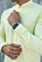Sari Hakim Collar Lycra Linen Cotton Slim Fit Shirt - 2