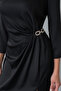 Women's Black Accessory Detail Satin Invitation Dress - 3