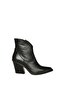 V654081903 Black Genuine Leather Thick Heeled Western Cowboy Women's Boots - 7