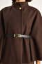 Women's Brown Gold Button Detailed Belted Poncho 2712 60261570 - 5