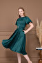 Satin Belt Detail Midi Dress - Emerald Green - 3