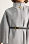 Women's Gray Gold Button Detailed Belted Poncho 2712 60261570 - 7