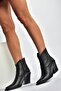 V654081903 Black Genuine Leather Thick Heeled Western Cowboy Women's Boots - 4