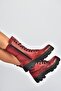 V999049103 red genuine leather women's combat boots - 4