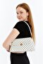 Patterned White Women's Retro Front Flap Leather Look Shoulder Bag