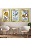 Oil Painting Look Flower 3 Piece Gold Plexi Mirrored Painting - 2