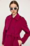 Reglan Sleeve Epaulet and Cape Detailed Cashmere Coat Fuchia 3131 - 5