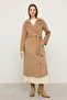 Knitwear Collared Raglan Sleeve Cashmere Coat Biscuit 3099 - 5