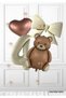 4 Years Old Brown Retro Bear - Cream Number Balloon - 1 Cream Bow Foil Balloon - 1 Brown Heart