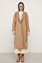 Knitwear Collared Raglan Sleeve Cashmere Coat Biscuit 3099 - 6