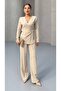 Women's Double Breasted Tie-Up Blouse Pants Set - 4