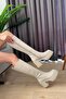 Women's Cream Skin 8 cm Heeled Side Zipper Boots - 5