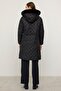 Detachable Fur-Trimmed Hooded Quilted Jacket with Metal Accents BLACK 6790 - 7