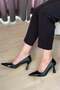 Women's Black Patent Leather 7 cm Thin Heeled Stiletto - 6