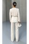 Women's Double Breasted Tie-Up Blouse Pants Set - 4