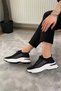 Women's Black Knitwear White Sole Stone Sports Shoes & Sneakers - 3