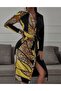 Women's printed, button-front, belted shirt dress - 3