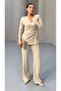 Women's Double Breasted Tie-Up Blouse Pants Set - 2